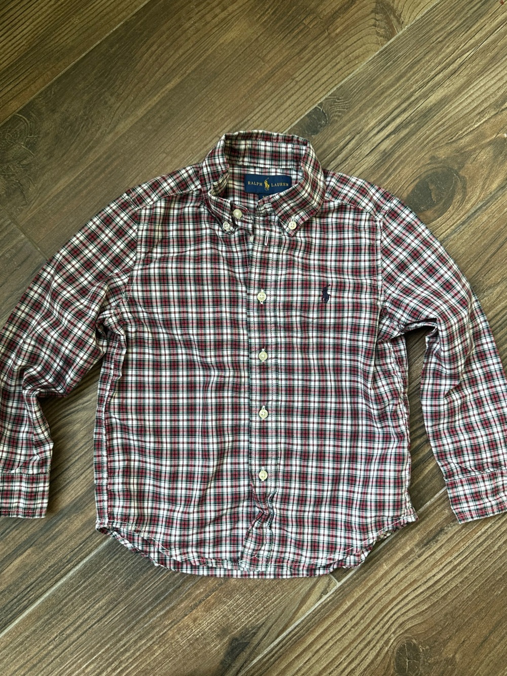 Polo by Ralph Lauren Red, White & Green Plaid Button-Down Shirt